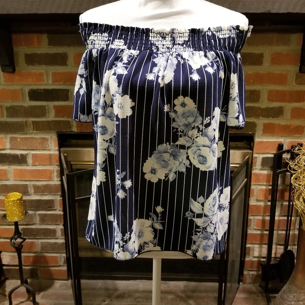 3/$20  NWOT Blue and White floral Top